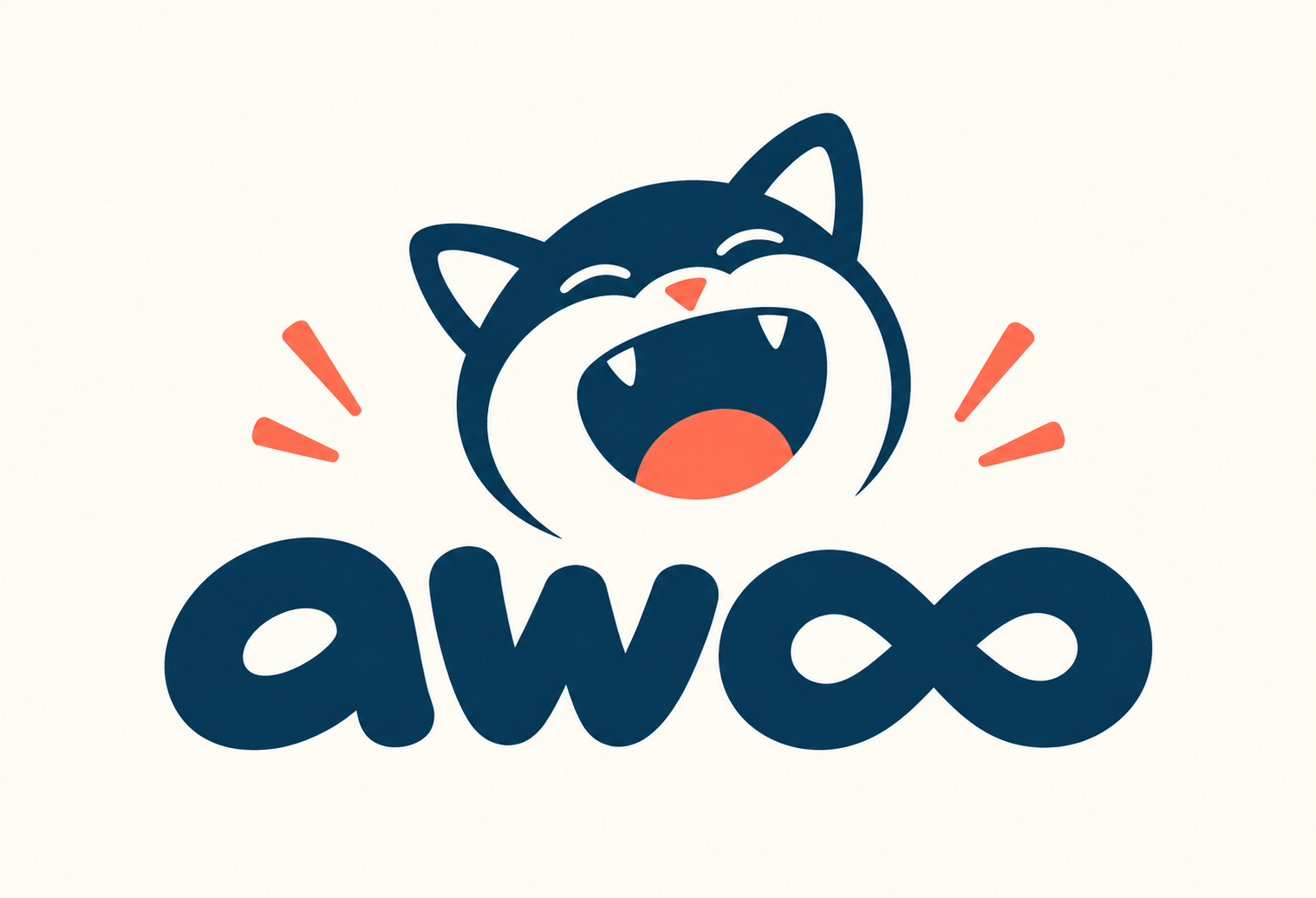 嗷呜嗷呜 awoo:笑脸小猫与无限符号字标